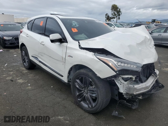 2021 Acura RDX w/A-Spec Package with VIN 5J8TC2H62ML047139, listed as a Copart auction lot 43649055 with 0 mi miles and Salvage Title. Bid and sale history available at carsss.com. Image 4.