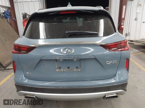 2022 Infiniti QX50 Essential with VIN 3PCAJ5CB6NF121488, listed as a IAAI auction lot 42043828 with 17,762 mi miles and . Bid and sale history available at DreamBid. Image 17.