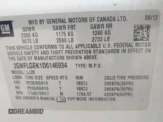 2013 Chevrolet Equinox LTZ with VIN 2GNFLGEK1D6146934, listed as a IAAI auction lot 42227813 with 151,566 mi miles and . Bid and sale history available at DreamBid. Image 9.