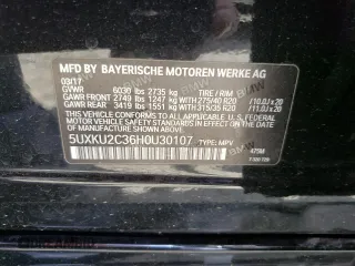2017 BMW X6 xDrive35i with VIN 5UXKU2C36H0U30107, listed as a Copart auction lot 52102753 with 30,768 mi miles. Bid and sale history available at carsss.com. Image 12.