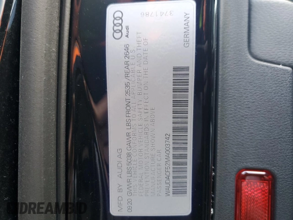 2021 Audi A5 Sportback S line Premium with VIN WAUDACF52MA003742, listed as a Copart auction lot 37548234 with 36,417 mi miles. Bid and sale history available at carsss.com. Image 13.