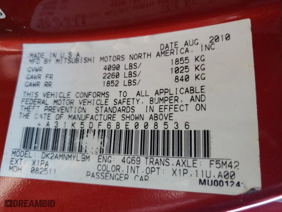 2011 Mitsubishi Eclipse GS with VIN 4A31K5DF6BE008536, listed as a Copart auction lot 77275914 with 149,765 mi miles and Clean Title. Bid and sale history available at carsss.com. Image 12.