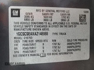 2010 Chevrolet Silverado 1500 LT with VIN 1GCSCSEAXAZ148988, listed as a Copart auction lot 82663464 with 160,829 mi miles and Salvage Title. Bid and sale history available at DreamBid. Image 12.