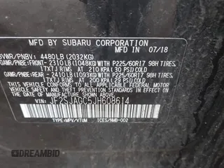 2018 Subaru Forester Premium with VIN JF2SJAGC5JH608614, listed as a IAAI auction lot 41948462 with 115,671 mi miles and . Bid and sale history available at DreamBid. Image 9.