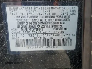 2017 Nissan Sentra SV z VIN 3N1AB7APXHY254953, wystawiony jako Copart lot #60017755 z przebiegiem 51 091 mil mil oraz Szkoda całkowita • Salvage title. Historia ofert i sprzedaży dostępna na DreamBid. Obrazek 12.