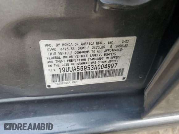 2003 Acura TL Type S w/Navigation System with VIN 19UUA56953A004997, listed as a Copart auction lot 48595595 with 201,470 mi miles and Salvage Title. Bid and sale history available at carsss.com. Image 12.
