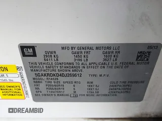 2013 Buick Enclave Premium with VIN 5GAKRDKD4DJ269612, listed as a IAAI auction lot 41647693 with 230,984 mi miles and . Bid and sale history available at DreamBid. Image 9.