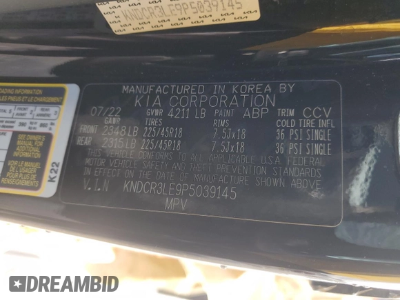 2023 Kia Niro EX with VIN KNDCR3LE9P5039145, listed as a Copart auction lot 42771465 with 89,863 mi miles and Salvage Title. Bid and sale history available at carsss.com. Image 14.