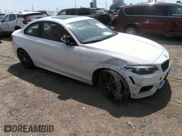 2018 BMW 2 Series M240i with VIN WBA2J5C55JVB27826, listed as a IAAI auction lot 40183646 with 46,436 mi miles. Bid and sale history available at carsss.com. Image 1.