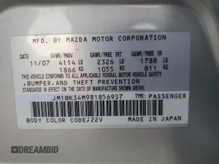 2008 Mazda 3 Mazdaspeed3 GT z VIN JM1BK34M981856937, wystawiony jako Copart lot #43477045 z przebiegiem Nie podano mil oraz Szkoda całkowita • Salvage title. Historia ofert i sprzedaży dostępna na DreamBid. Obrazek 14.