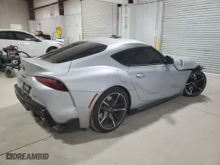 2021 Toyota GR Supra 3.0 with VIN WZ1DB0C04MW045065, listed as a Copart auction lot 46002785 with 0 mi miles and Salvage Title. Bid and sale history available at carsss.com. Image 3.