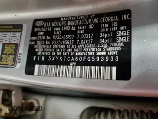 2015 Kia Sorento LX with VIN 5XYKTCA60FG593933, listed as a Copart auction lot 50610885 with 293,416 mi miles and Clean Title. Bid and sale history available at DreamBid. Image 13.