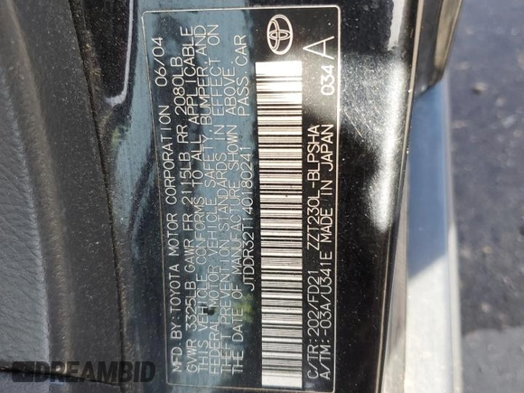 2004 Toyota Celica GT with VIN JTDDR32T140180241, listed as a Copart auction lot 77031284 with 194,669 mi miles and Clean Title. Bid and sale history available at DreamBid. Image 12.