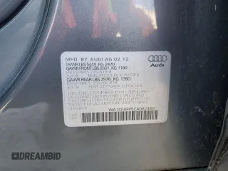 2012 Audi Q5 Premium with VIN WA1CFAFP5CA082466, listed as a Copart auction lot 86595754 with 50,622 mi miles and Salvage title. Bid and sale history available at DreamBid. Image 13.