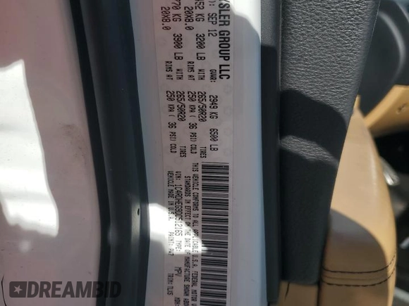 2013 Dodge Durango Citadel with VIN 1C4RDHEG9DC512165, listed as a Copart auction lot 85198454 with 186,178 mi miles and Salvage title. Bid and sale history available at DreamBid. Image 16.