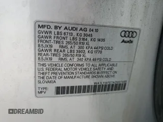 2010 Audi Q7 3.6L Premium Plus with VIN WA1LYAFE7AD007465, listed as a Copart auction lot 45059355 with 162,740 mi miles and Salvage Title. Bid and sale history available at carsss.com. Image 13.