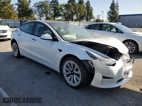 2022 Tesla Model 3 Long Range with VIN 5YJ3E1EB5NF145364, listed as a Copart auction lot 48956045 with 80,485 mi miles and Clean Title. Bid and sale history available at carsss.com. Image 4.