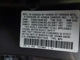 2016 Honda CR-V EX-L with VIN 2HKRM4H78GH710555, listed as a IAAI auction lot 40891476 with 63,979 mi miles. Bid and sale history available at carsss.com. Image 9.