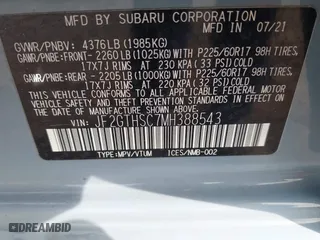 2021 Subaru Crosstrek Sport with VIN JF2GTHSC7MH388543, listed as a IAAI auction lot 41684915 with 26,039 mi miles. Bid and sale history available at carsss.com. Image 9.