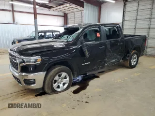 2025 Ram 1500 Big Horn with VIN 1C6SRFFPXSN591196, listed as a Copart auction lot 52577325 with 14,036 mi miles and Salvage Title. Bid and sale history available at carsss.com. Image 1.