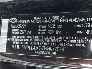 2022 Hyundai Elantra SE with VIN 5NPLL4AG7NH072024, listed as a IAAI auction lot 41942671 with 37,045 mi miles and . Bid and sale history available at DreamBid. Image 9.