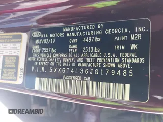 2018 Kia Optima LX with VIN 5XXGT4L36JG179485, listed as a IAAI auction lot 42100805 with 90,165 mi miles. Bid and sale history available at carsss.com. Image 9.
