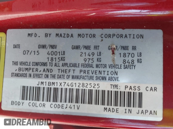 2016 Mazda 3 i Grand Touring with VIN JM1BM1X74G1282525, listed as a IAAI auction lot 40460438 with 216,301 mi miles and . Bid and sale history available at DreamBid. Image 9.