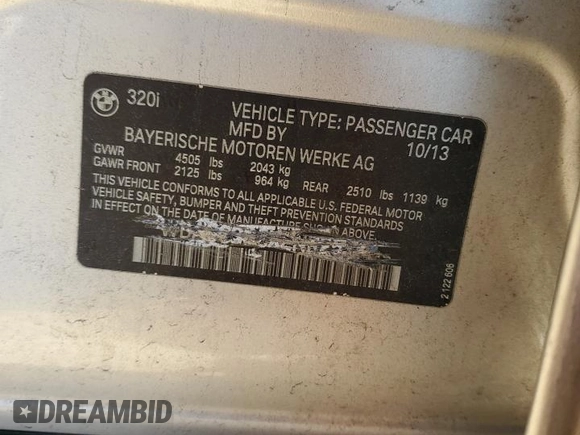 2014 BMW 3 Series 320i xDrive with VIN WBA3C3G5XENR25772, listed as a Copart auction lot 85647054 with 138,104 mi miles and Clean title. Bid and sale history available at DreamBid. Image 13.