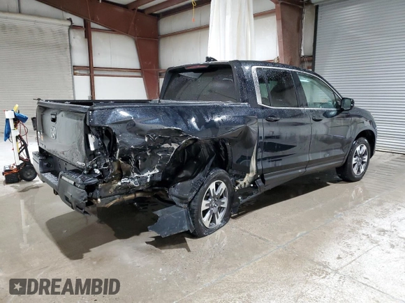 2018 Honda Ridgeline RTL with VIN 5FPYK3F59JB009923, listed as a Copart auction lot 45035285 with 107,539 mi miles and Salvage title. Bid and sale history available at DreamBid. Image 3.