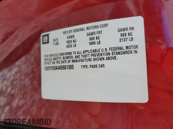 2006 Cadillac XLR z VIN 1G6YV36A465601383, wystawiony jako Copart lot #47580635 z przebiegiem 145 432 mil mil oraz Szkody całkowita. Historia ofert i sprzedaży dostępna na DreamBid. Obrazek 13.
