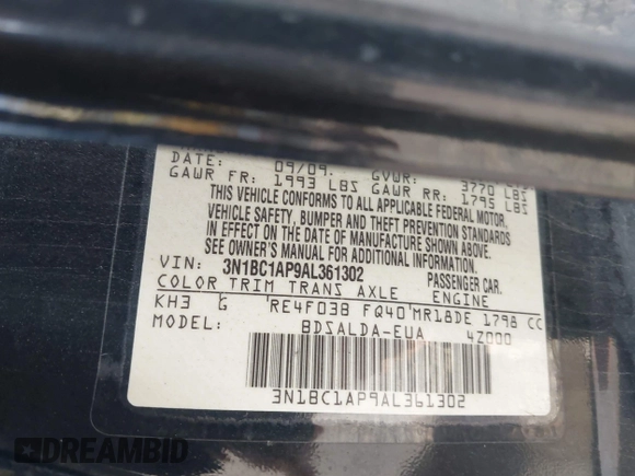2010 Nissan Versa S with VIN 3N1BC1AP9AL361302, listed as a IAAI auction lot 42102135 with 127,849 mi miles and . Bid and sale history available at DreamBid. Image 9.