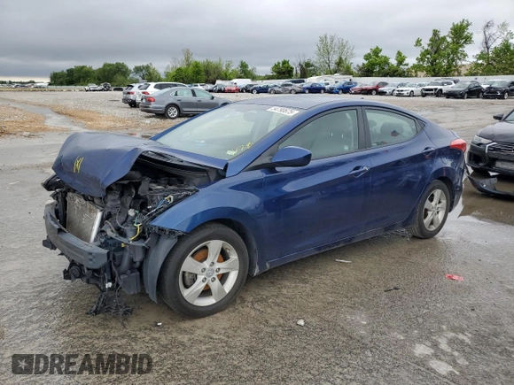 2013 Hyundai Elantra Limited with VIN KMHDH4AE5DU557590, listed as a Copart auction lot 54790675 with 156,900 mi miles and Salvage Title. Bid and sale history available at DreamBid. Image 1.