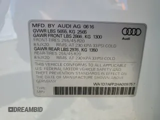 2017 Audi Q5 Premium Plus с VIN WA1D7AFP2HA009757, выставлен на аукционе Copart как лот 49334995 с пробегом 63 514 миль миль и Списание • Salvage title. История ставок и продаж доступна на DreamBid. Изображение 13.