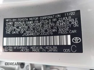 2023 Toyota Corolla LE with VIN JTDB4MEEXPJ002576, listed as a IAAI auction lot 41756334 with 22,919 mi miles and . Bid and sale history available at DreamBid. Image 9.