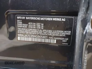 2017 BMW 5 Series 530i xDrive with VIN WBAJA7C35HG905401, listed as a IAAI auction lot 38089618 with 107,692 mi miles and . Bid and sale history available at carsss.com. Image 9.