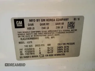 2017 Buick Encore Sport Touring с VIN KL4CJ2SB3HB009063, выставлен на аукционе Copart как лот 55342375 с пробегом 68 650 миль миль и Списание • Salvage title. История ставок и продаж доступна на DreamBid. Изображение 13.
