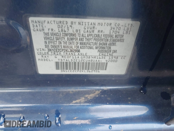 2019 Nissan Note SV z VIN 3N1CE2CP2KL362956, wystawiony jako IAAI lot #42357536 z przebiegiem 84 482 mil mil oraz . Historia ofert i sprzedaży dostępna na DreamBid. Obrazek 9.