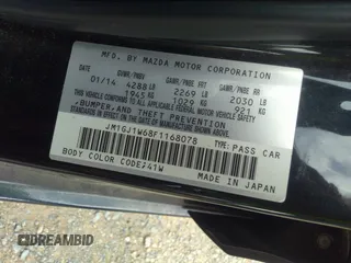 2015 Mazda 6 i Grand Touring with VIN JM1GJ1W68F1168078, listed as a IAAI auction lot 42149519 with 127,641 mi miles and . Bid and sale history available at DreamBid. Image 9.