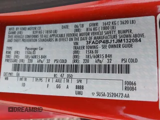 2018 Ford Fiesta SE z VIN 3FADP4BJ1JM132084, wystawiony jako IAAI lot #42296074 z przebiegiem 62 852 mil mil oraz . Historia ofert i sprzedaży dostępna na DreamBid. Obrazek 9.