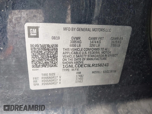 2020 Chevrolet Tahoe Commercial with VIN 1GNLCDEC5LR158243, listed as a IAAI auction lot 42416695 with 98,666 mi miles and . Bid and sale history available at DreamBid. Image 9.