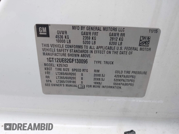 2016 GMC Sierra 2500HD Denali z VIN 1GT12UE82GF130096, wystawiony jako IAAI lot #41869448 z przebiegiem 129 659 mil mil oraz . Historia ofert i sprzedaży dostępna na DreamBid. Obrazek 9.