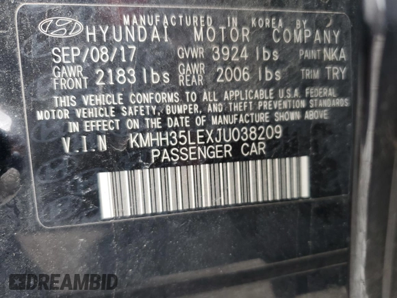 2018 Hyundai Elantra with VIN KMHH35LEXJU038209, listed as a Copart auction lot 51302795 with 125,062 mi miles and Salvage Title. Bid and sale history available at DreamBid. Image 15.