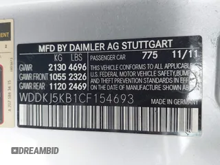 2012 Mercedes-Benz E 350 with VIN WDDKJ5KB1CF154693, listed as a IAAI auction lot 42077545 with 110,991 mi miles and . Bid and sale history available at DreamBid. Image 9.