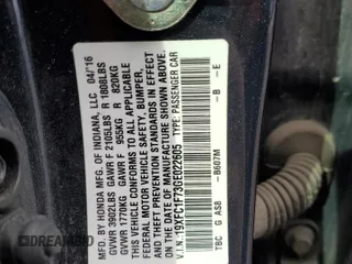 2016 Honda Civic Sedan EX-L with VIN 19XFC1F73GE022605, listed as a Copart auction lot 47203575 with 176,936 mi miles and Salvage Title. Bid and sale history available at carsss.com. Image 12.