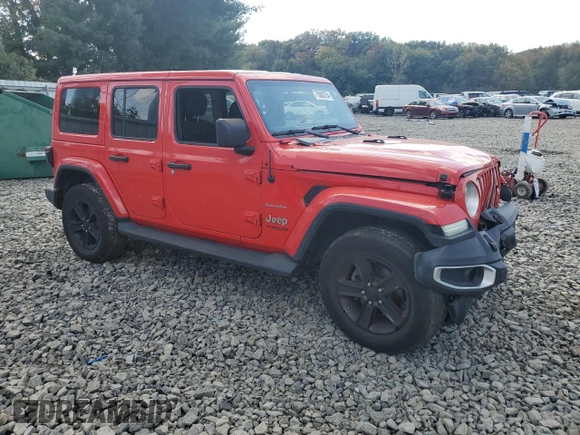 2021 Jeep Wrangler Unlimited Sahara z VIN 1C4HJXEGXMW631033, wystawiony jako Copart lot #75080754 z przebiegiem 52 857 mil mil oraz Szkoda całkowita • Salvage title. Historia ofert i sprzedaży dostępna na DreamBid. Obrazek 4.