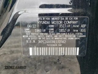 2022 Hyundai Accent SE с VIN 3KPC24A60NE172562, выставлен на аукционе Copart как лот 56331415 с пробегом 50 135 миль миль и Списание • Salvage title. История ставок и продаж доступна на DreamBid. Изображение 12.