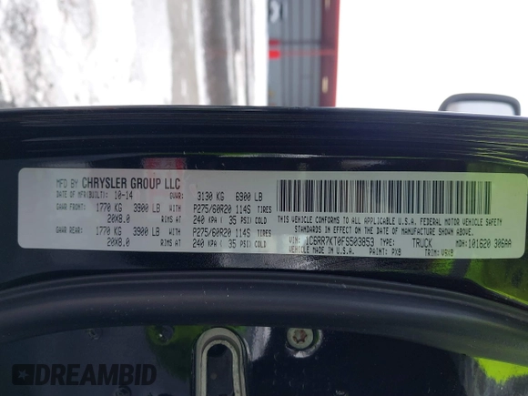 2015 Ram 1500 Express z VIN 1C6RR7KT0FS503853, wystawiony jako IAAI lot #41607074 z przebiegiem 194 520 mil mil oraz . Historia ofert i sprzedaży dostępna na DreamBid. Obrazek 9.