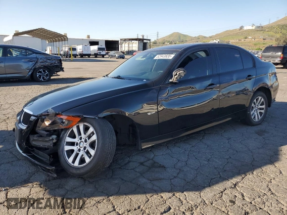 2007 BMW 3 Series 328i with VIN WBAVC53537FZ74075, listed as a Copart auction lot 52943835 with 107,117 mi miles and Salvage Title. Bid and sale history available at carsss.com. Image 1.