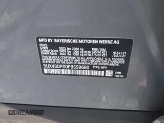 2023 BMW X3 sDrive30i z VIN 5UX43DP00P9S59680, wystawiony jako IAAI lot #42018453 z przebiegiem Nie podano mil oraz . Historia ofert i sprzedaży dostępna na DreamBid. Obrazek 9.