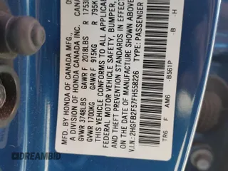 2015 Honda Civic LX with VIN 2HGFB2F57FH558226, listed as a Copart auction lot 54951525 with Not provided miles and Salvage title. Bid and sale history available at DreamBid. Image 12.
